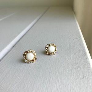 KATE SPADE Gold White Statement Stud Earrings
